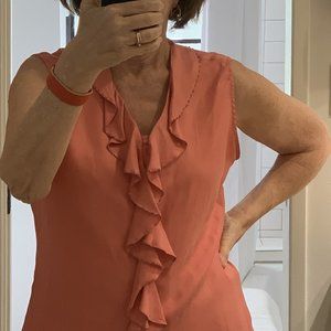 Gorgeous peach / rose SILKLAND blouse with beading, size M, good used condition